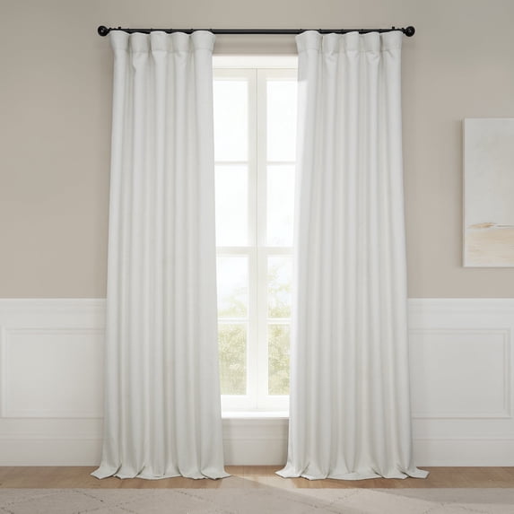 Birch Taupe Faux Linen Room Darkening Curtain (1 Panel), Birch, 50W X 108L