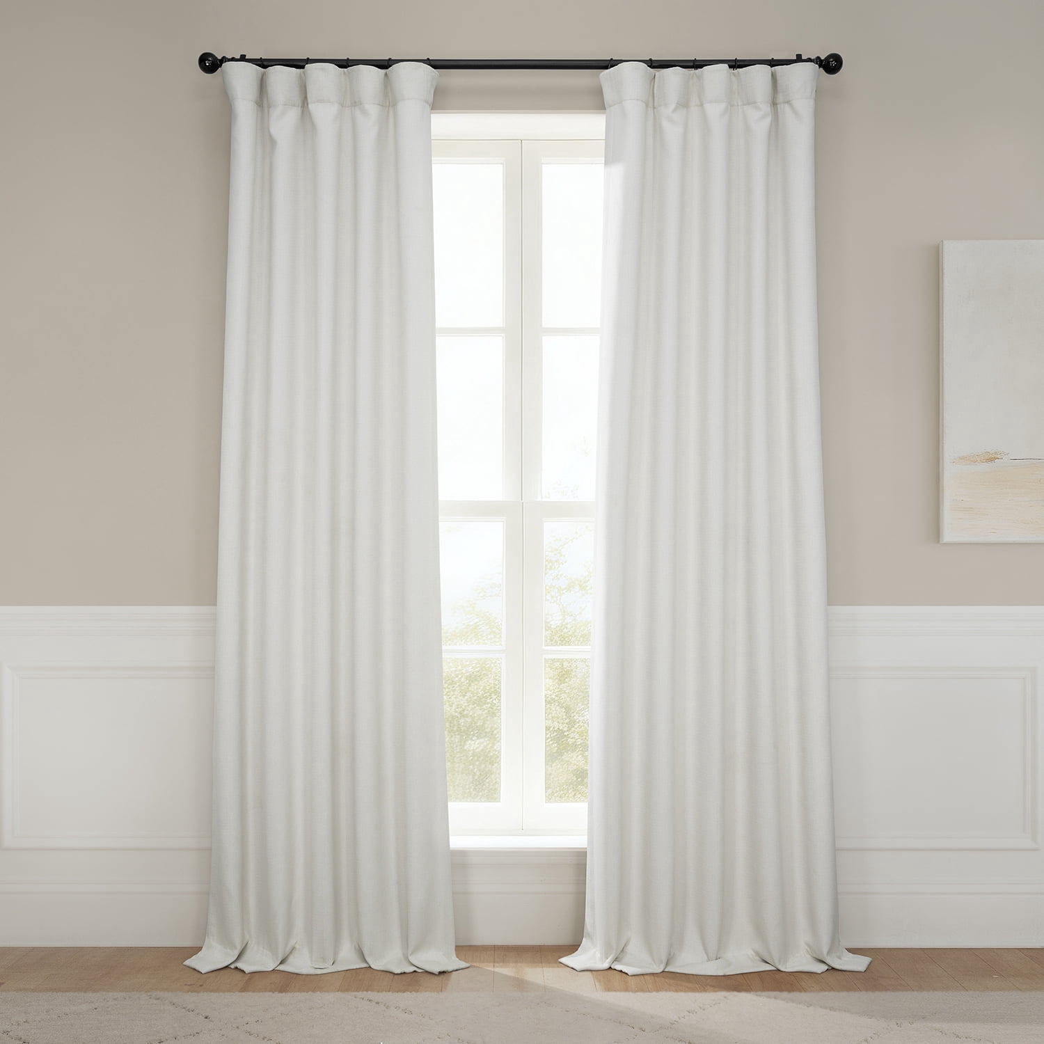 Half Price Drapes Birch Taupe Faux Linen Room Darkening Curtains For Bedroom and Living Room Curtains (1 Panel), Birch, 50W X 120L