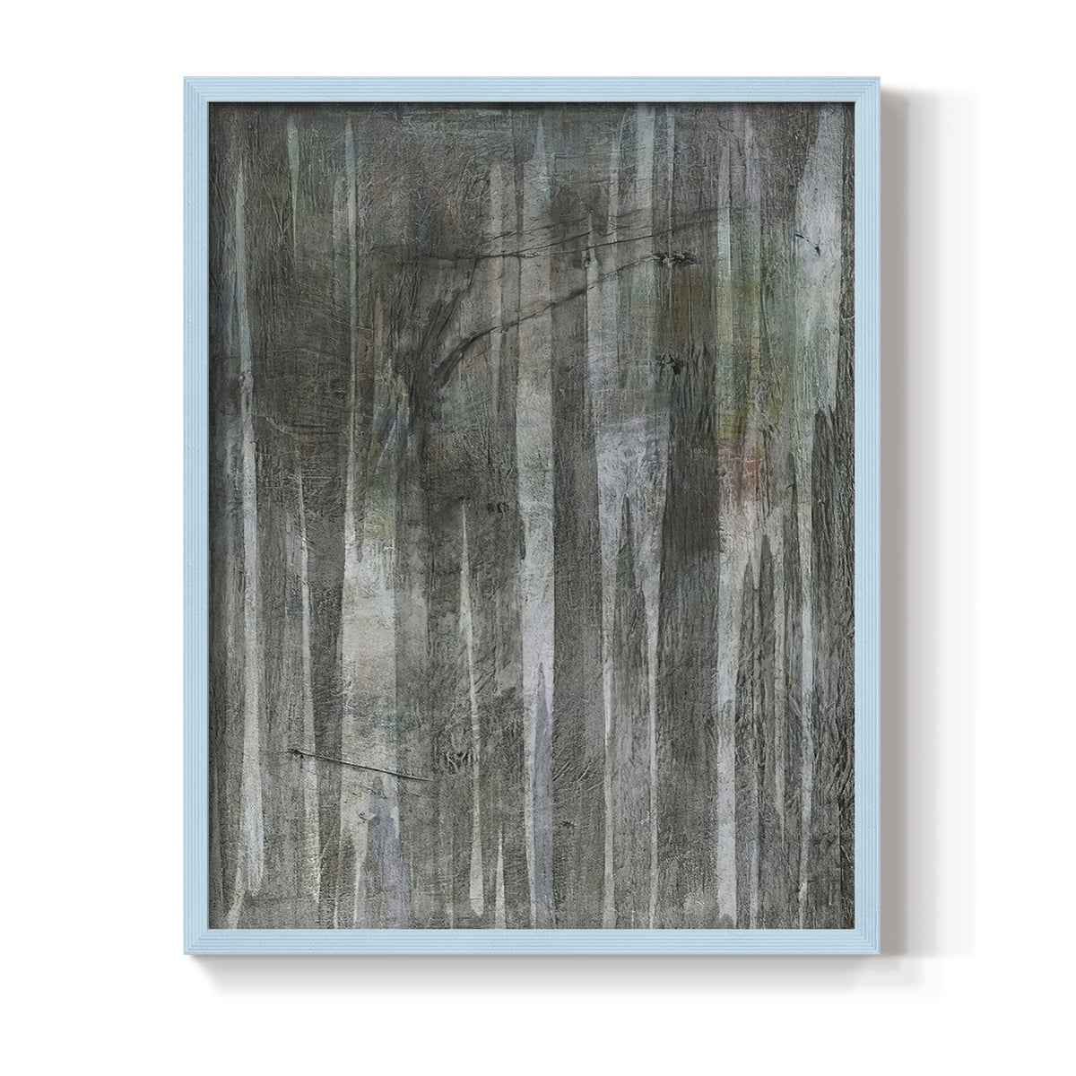 Birch Forest Abstracts II Framed Print in Blue Solid Wood Framed Print No Nail Hanging