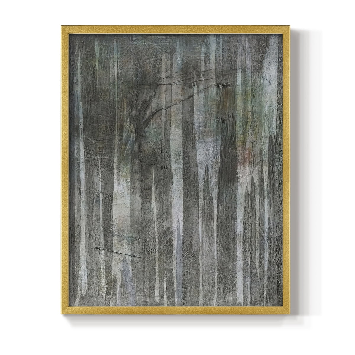 Birch Forest Abstracts II Framed Print in Gold Solid Wood Framed Print No Nail Hanging