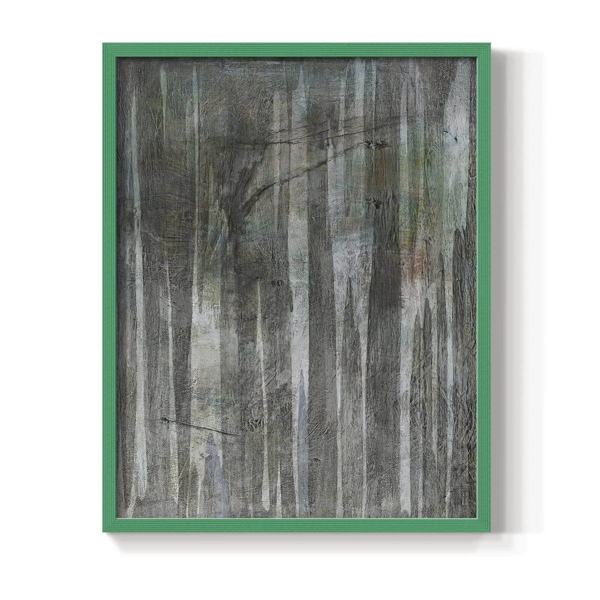 Birch Forest Abstracts II Framed Print in Green Solid Wood Framed Print No Nail Hanging