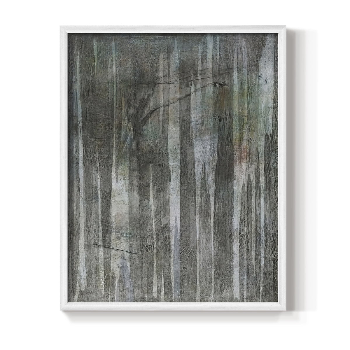 Birch Forest Abstracts II Framed Print in White Solid Wood Framed Print No Nail Hanging