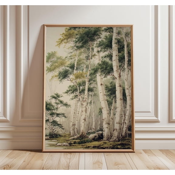 Birch Forest Wall Art Vintage Botanical Landscape Nature Decor Art Unframed Paper Print