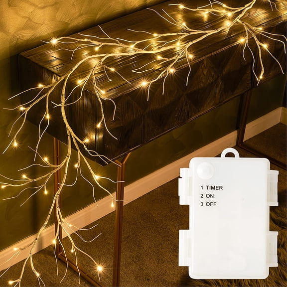 Birch Garland 6ft 48 LED Lighted Indoor Outdoor Winter Home Decor
