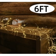 Birch Garland Christmas LED Light Wedding Decoration Battery Operated Lighted Farmhouse Garland with Timer for Home 6FT 48 LED
