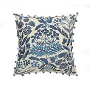 Birch Harbor Eliza 20" x 20" Navy Embroidered Floral Cotton Adult Decorative Throw Pillow