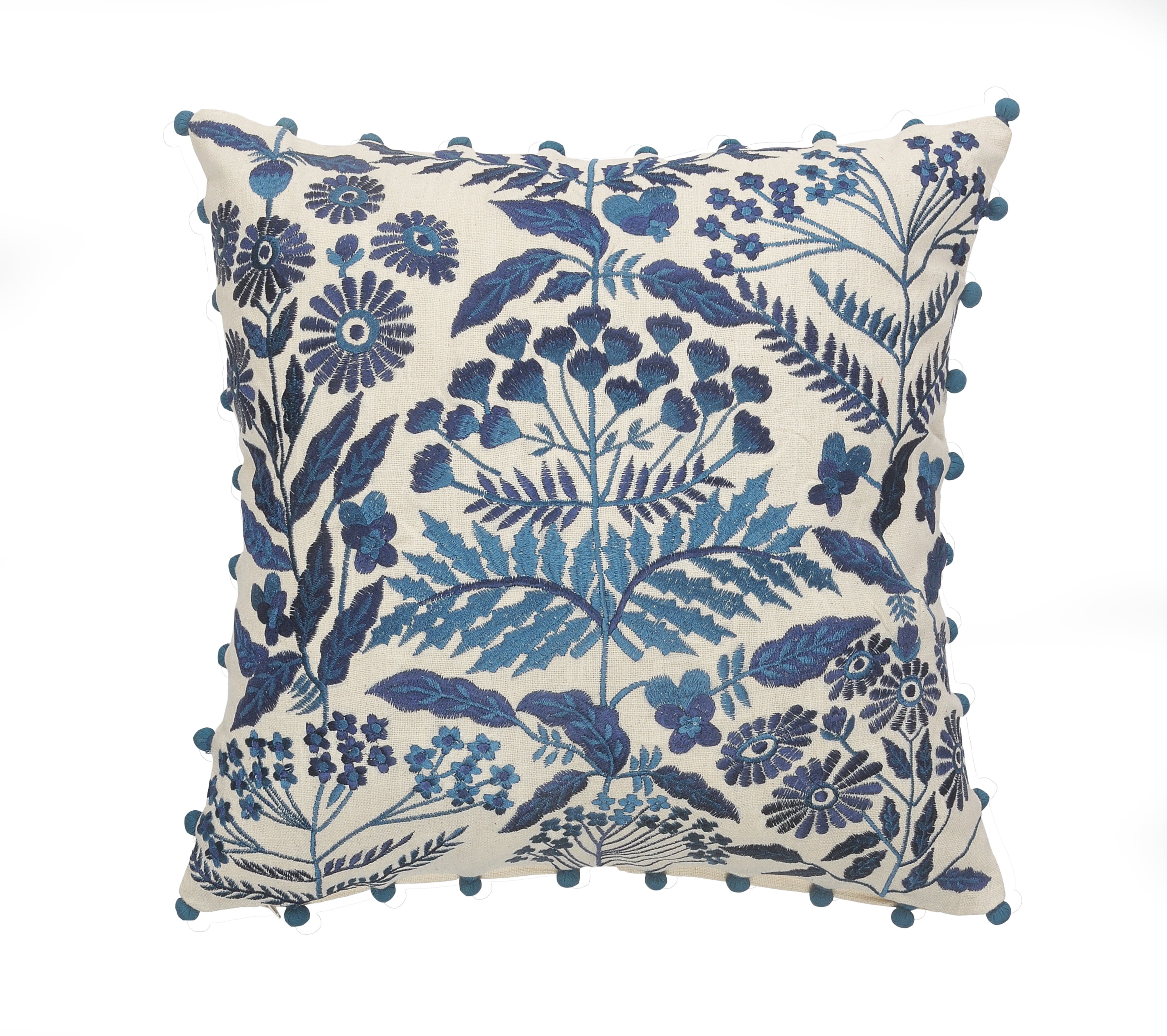 Blue and White Block Floral Print Decorative Pillow Cover – ONE AFFIRMATION