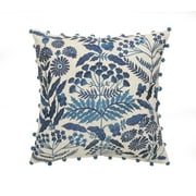 Birch Harbor Off-White and Navy Bohemian Floral Throw Pillow