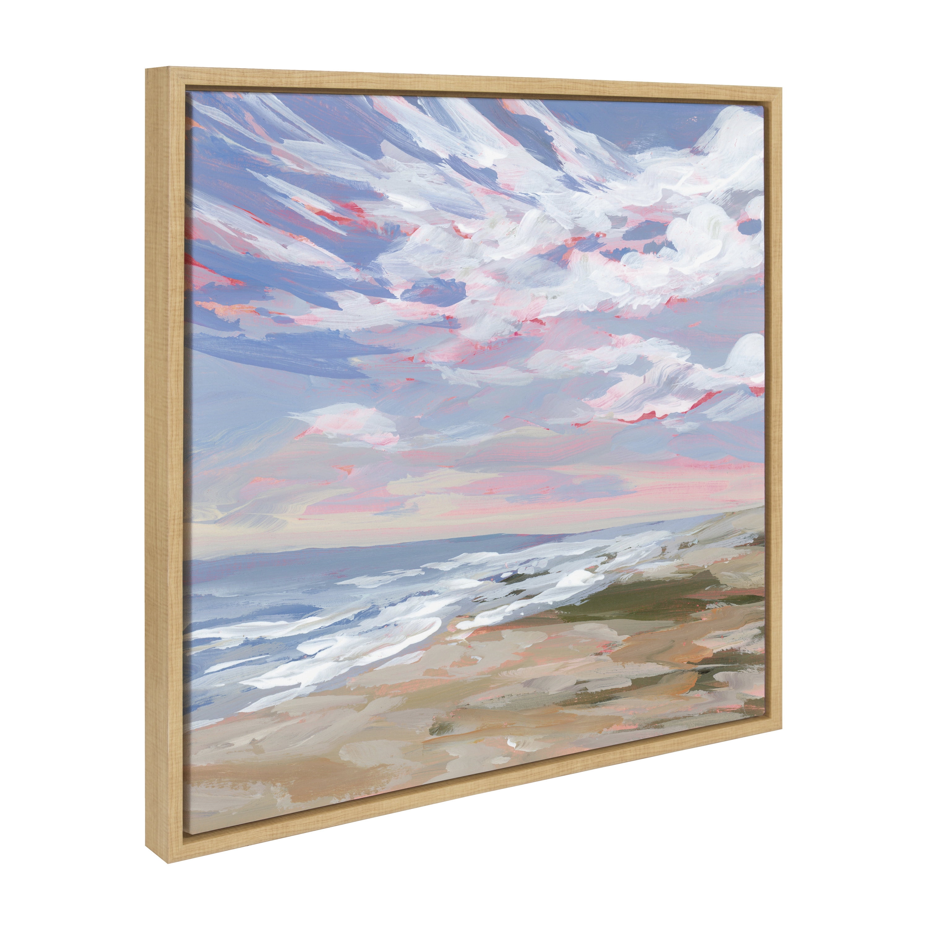 Birch Harbor Sylvie Maryland Framed Canvas Wall Art by Emily Kenney, 22x22 Natural, , Coastal Beach Landscape Art