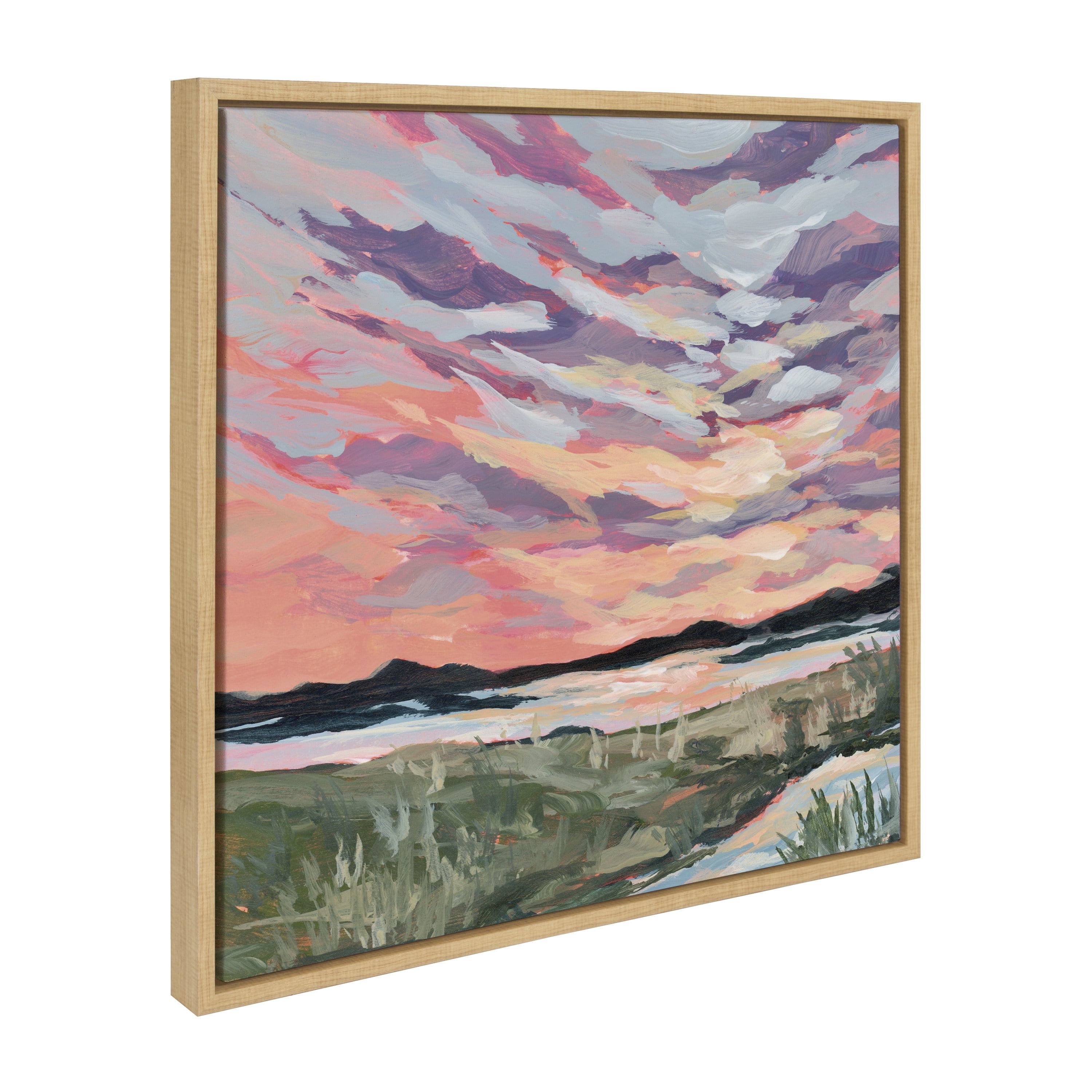Birch Harbor Sylvie Mississippi Framed Canvas Wall Art by Emily Kenney, 22x22 Natural, Coastal Beach Landscape Art
