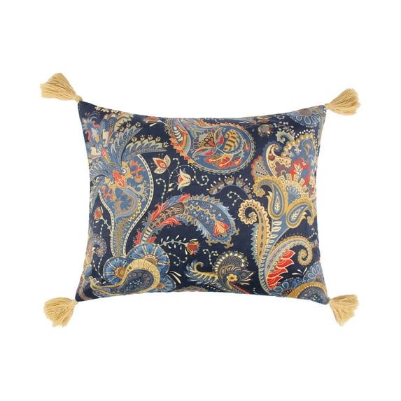 Birch Hill Calabria by Levtex Home - Decorative Pillow (14x18in.) - Gold Paisley - Navy, Gold, Blues, Red, and Tan