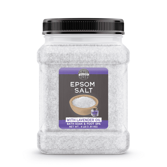 Birch & Meadow Epsom Salt with Lavender Oil, 4 lb, Magnesium Sulfate, Bath Soak, Rejuvenating Scent