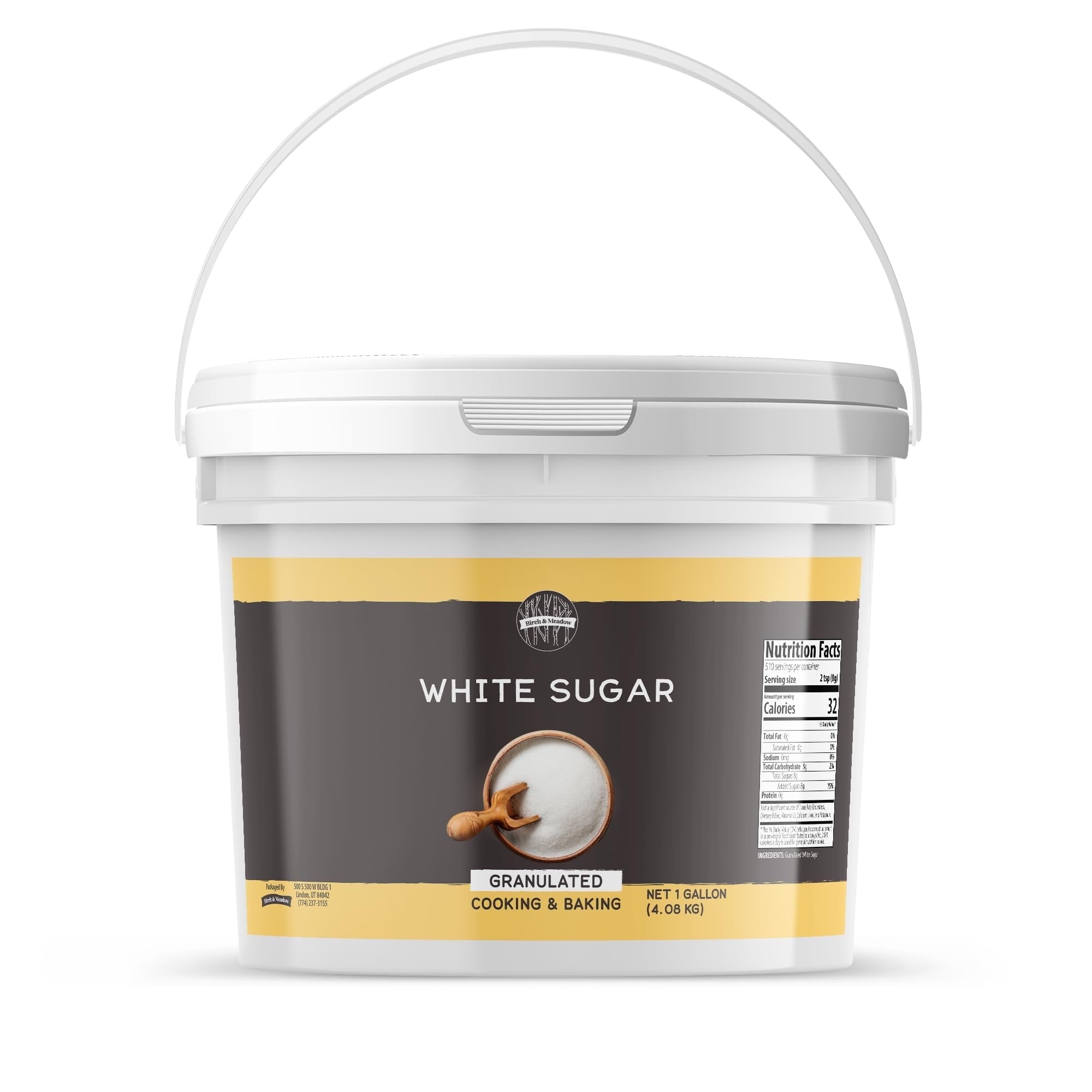 Birch & Meadow Granulated White Sugar, 1-Gallon Bucket Bulk Size, Cooking & Baking, Cookies & Cakes 144 Ounces