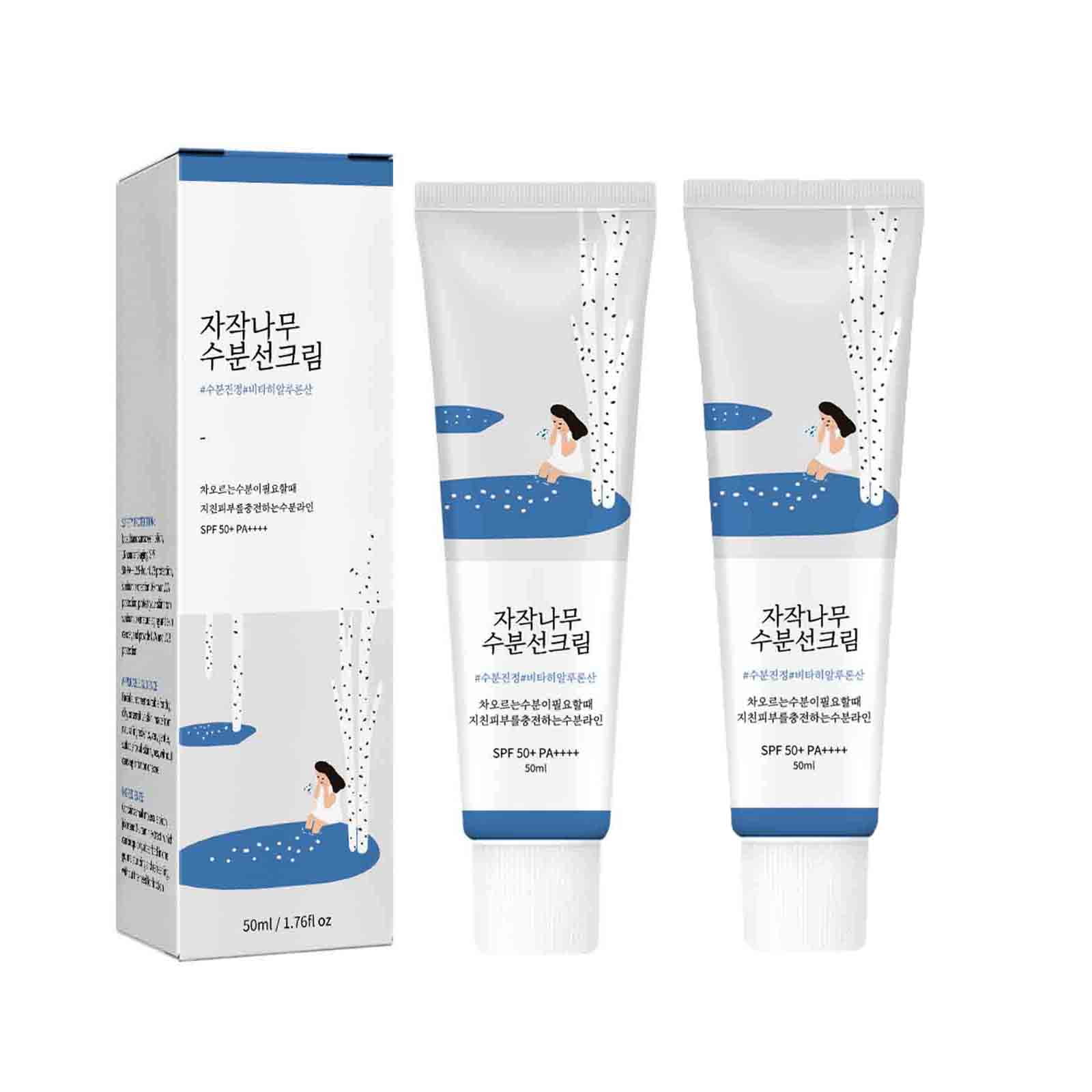 Birch Moisturizing Sunscreen - Sunscreen SPF50+ PA++++, Birch Moisturizing Sun Cream, Korean Sunscreen Non-Greasy Fast-Absorbing