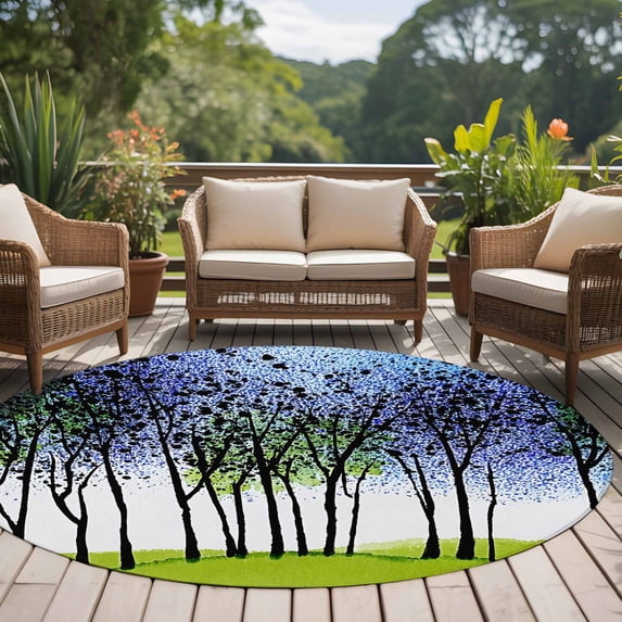 Birch Tree 8ft Round Rug for Open Concept Living Room Seating Zone ...