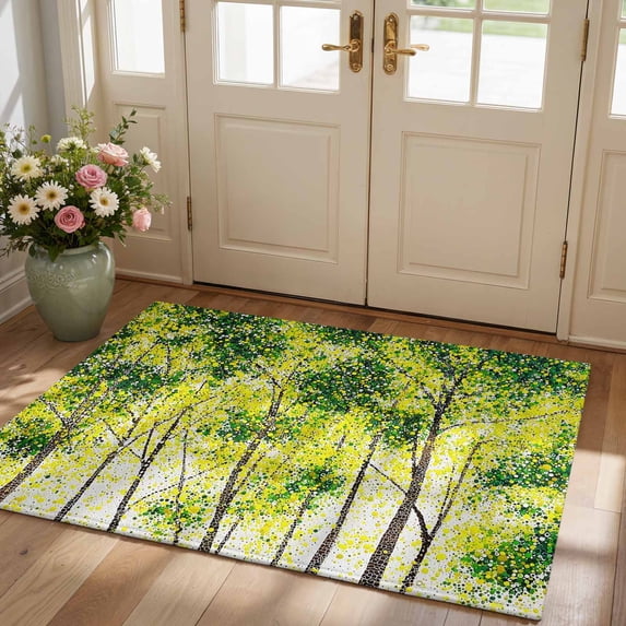 Birch Tree Area Rug 2'x3', Non-Slip Washable Rectangle Door Mat Indoor ...