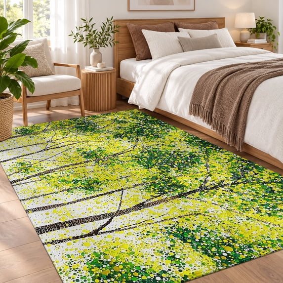 Birch Tree Area Rug 3'x5', Non-Slip Washable Rectangle Area Rug Indoor ...