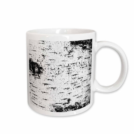 3drose, Birch Tree Bark in Black and White. Lines and Spots of Black Color, 11oz Mug