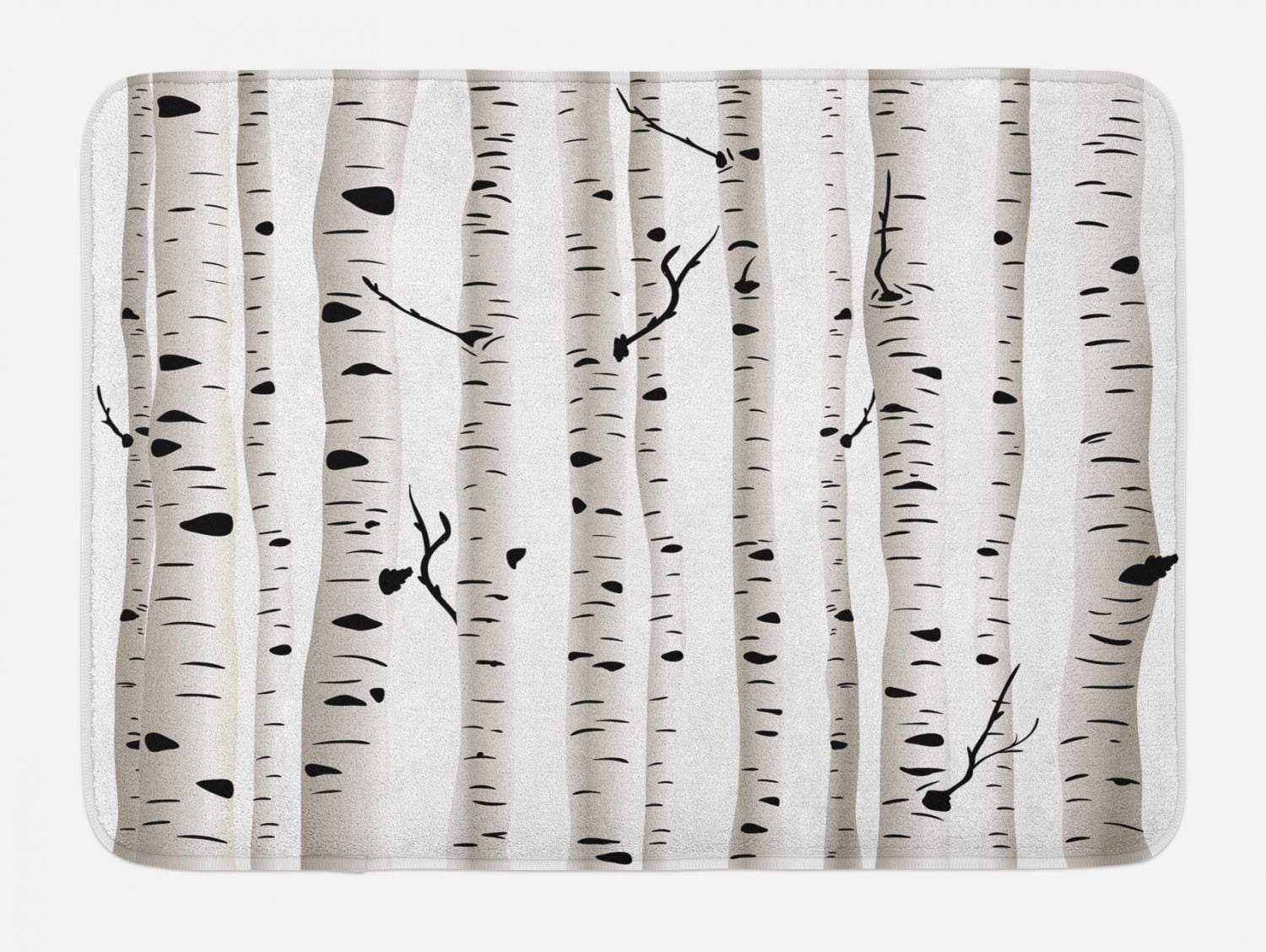 Black and White Birch Tree Forest Bath Mat