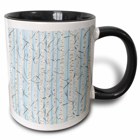3drose, Birch Tree Forest, 11oz Two-tone Black Mug