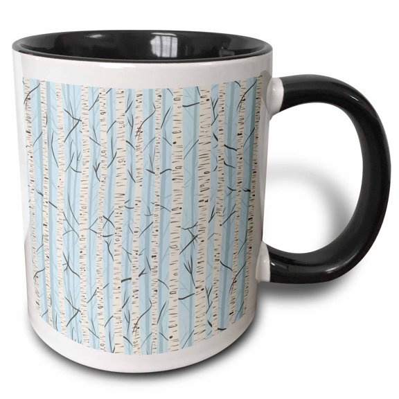 3drose, Birch Tree Forest, 15oz Two-tone Black Mug