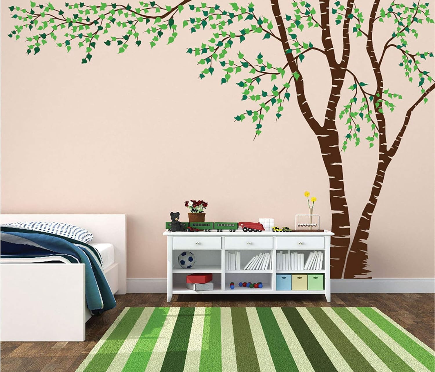 Birch Tree Forest Canopy Blowing Leaves Vinyl Wall Decal #1376 (Brown ...