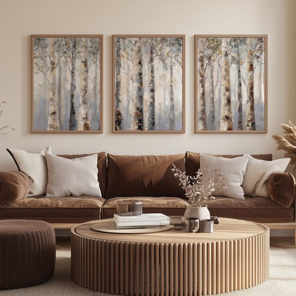 Birch Tree Forest Print Set: Botanical Nature Art ( Set 3 Unframed Paper Print 8x12