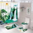 thumbnail image 1 of Birch Tree Forest Stream Scenery Shower Curtain Set Waterfall Landscape Bathroom Curtains Non-Slip Bath Mat Rug Lid Toilet Cover, 1 of 5