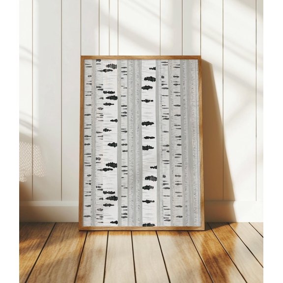 Birch Tree Landscape Wall Art Neutral Monochromatic Art Boho Nature Decor Rustic Maple Frame Forest Hanging Matte Finish, Unframed Paper Print