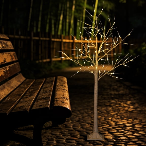 Birch Tree Lights Set of 3, 4FT 5FT 6FT Lighted Birch Trees with 72/96/156 Warm White LEDs And Timer For Year-round Accent Decor
