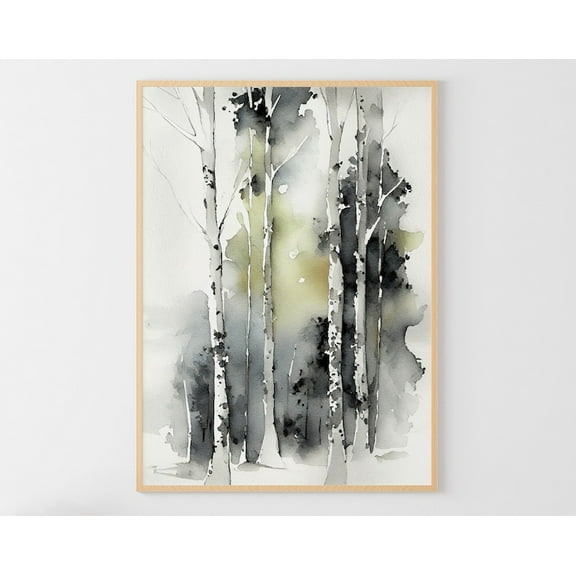 Birch Tree Poster: Neutral Forest Art, Unframed Poster Size 16x24