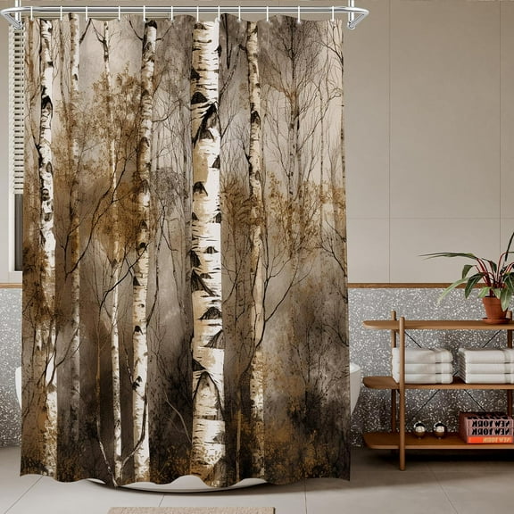 Birch Tree Shower Curtain Rustic Bath Curtains Decor Sets Grommet with Hooks-48"W x 72"L (Pack of 1)