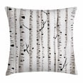 thumbnail image 1 of Birch Tree Throw Pillow Cushion Cover, Forest Seasonal Nature Woodland Leafless Branches Grove Botany Illustration, Decorative Square Accent Pillow Case, 24 X 24 Inches, Black and White, by Ambesonne, 1 of 2
