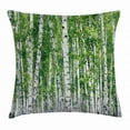 thumbnail image 1 of Birch Tree Throw Pillow Cushion Cover, Fresh Green Leaves Summer Forest Rural Landscape Lush Environmental Image, Decorative Square Accent Pillow Case, 16 X 16 Inches, Green White Black, by Ambesonne, 1 of 2