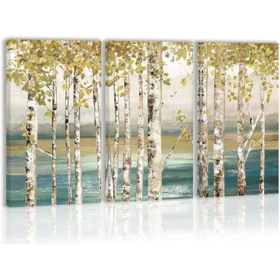 Birch Tree Wall Art Aspen Tree Canvas Autumn Forest Painting Prints Pictures Modern Art Home Decor for Kitchen Living Room Dining Room