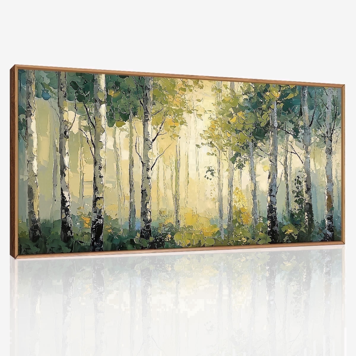 TOARTi Birch Tree Framed Canvas Wall Art Forest Nature Landscape ...