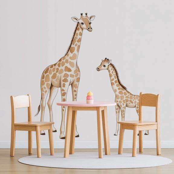 Baby Giraffe Wall Decals Removable African Animal Vinyl Stickers for Nursery Kids Bedroom and Playroom Decor Peel and Stick Watercolor Wall Art