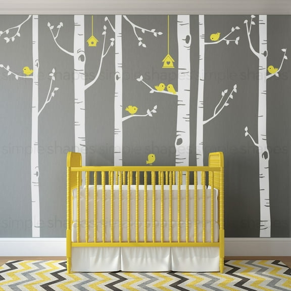 Birch Tree with Birds Wall Decal W1113 - Scheme C