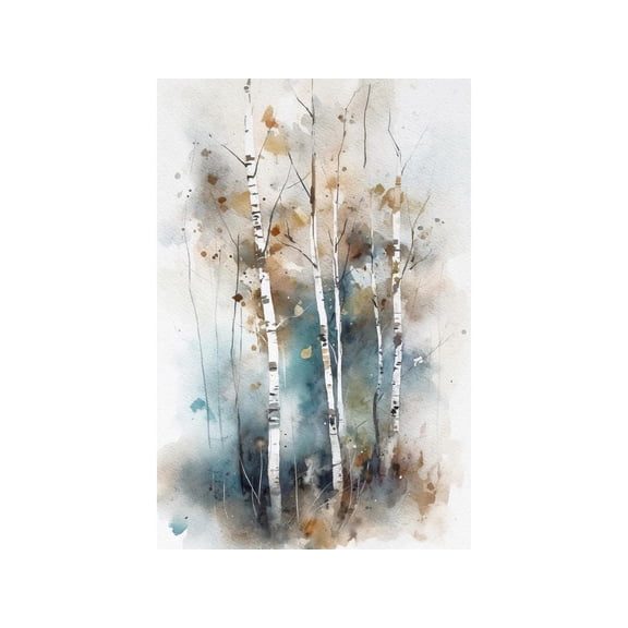 Birch Trees Autumn Fall Landscape Grove Contemporary Decorative Design Statement Accent Wall Art