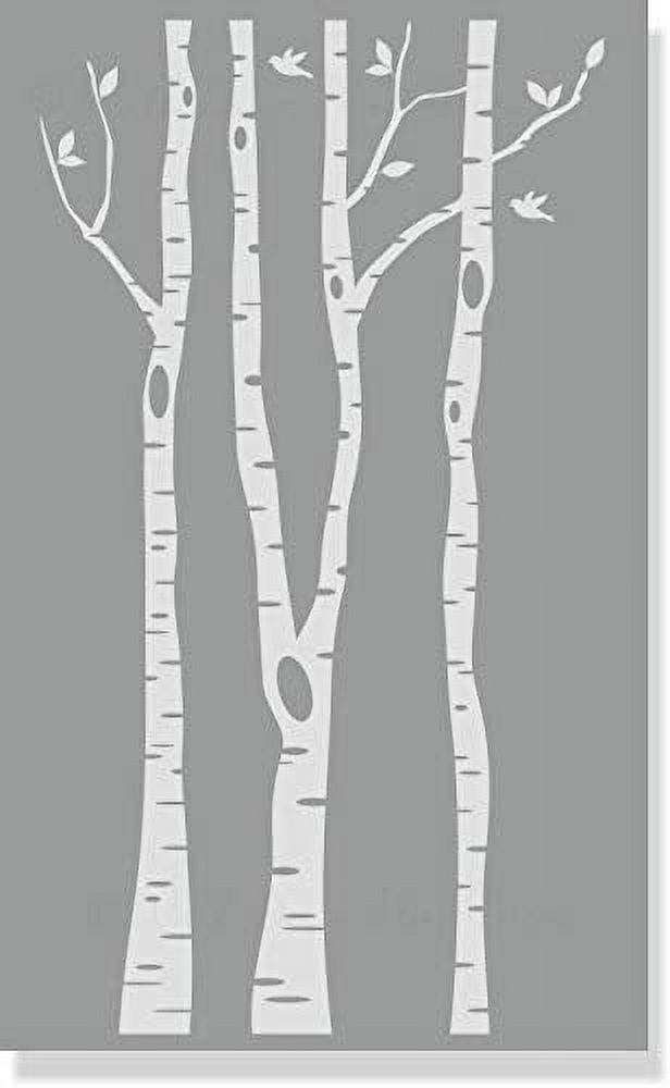 Birch Trees Branches and Birds Modern Wall Art Decal Stickers 23x41 ...