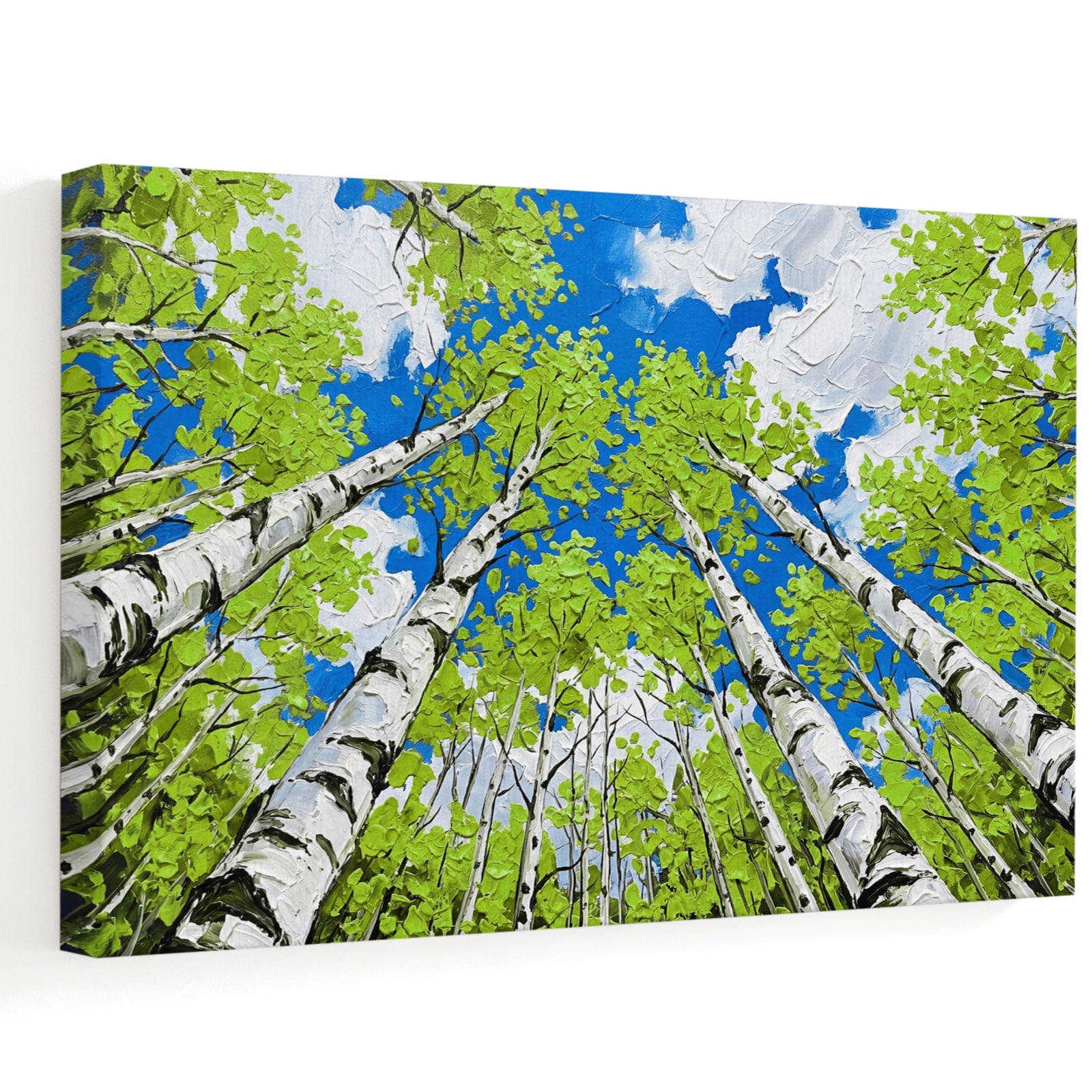 Birch Trees Canvas Wall Art 12" x 8" Modern Impressionist White Tree ...