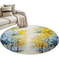 Birch Trees Path Round Living Room Rugs 4 ft, Nature Leaves Forest ...