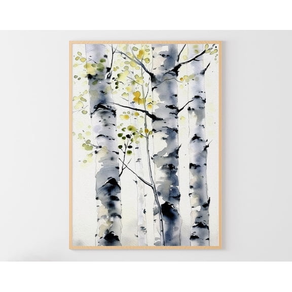 Birch Trees Poster: Spring Nature Wall Art, Stretched Canvas Size 16x24