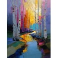 thumbnail image 1 of Birch Trees Reflecting Stream Textured Oil Canvas Print, Wall Art for Living Room Bedroom Office Dining Room Hallway Entryway, 1 of 8