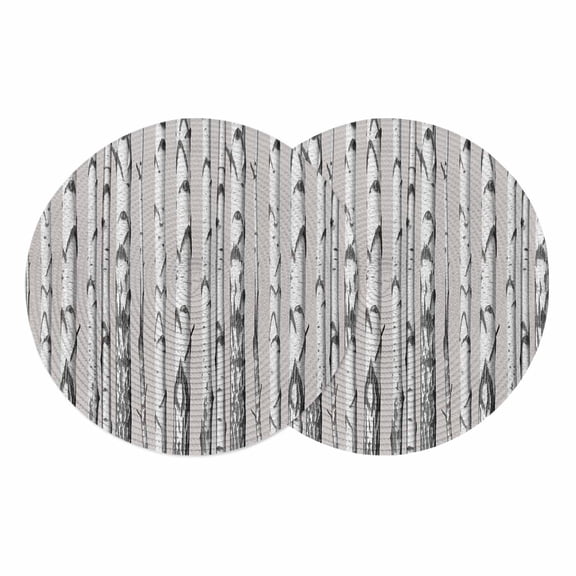 Birch Trees Round Placemats Set of 2 Forest Vintage Abstract Wooden Gray Place Mats Indoor Woven Table Mats Washable Heat-Resistance Braided Dining Table Placemats for Kitchen Party Decor 13 Inch