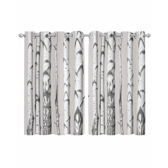 Birch Trees Sheer Curtains 45 Inch Length 2 Panels Set for Living Room/Bedroom, Forest Vintage Abstract Wooden Gray Kitchen Curtains Grommet Semi-Sheer Curtains Drapes Window Treatments 42"x45"x2