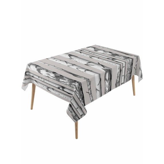Birch Trees Table Cloth, Waterproof Tablecloth for Rectangle Tables, Forest Vintage Abstract Wooden Gray Reusable Washable Fabric Table Cover for Restaurant Kitchen Dining Tables 54"x108"