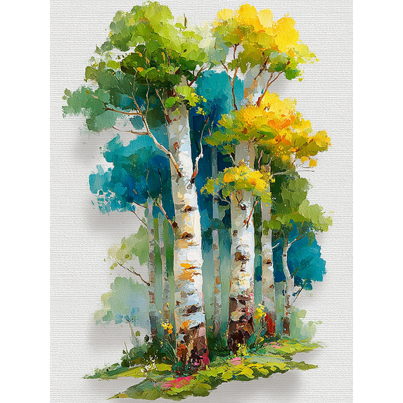 Birch Trees Watercolor Canvas Print, Sage Green Forest Art, Farmhouse Ready to Hang Wall Decor