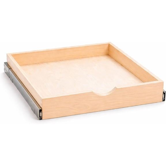 Birch Wood Pull-Out Cabinet Organizer - Soft Close Slide-Out Drawer for Kitchen & Bathroom, DIY Non-Assembled Wooden Under Sink Storage, Bottom-Mounted Side-Mounted, 21 inch