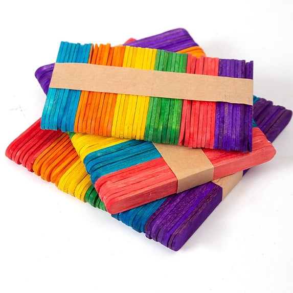 Birch Wooden Craft Sticks Multicolor Plain Wood Sticks Reusable DIY Sticks for Crafting Baking Lollipop